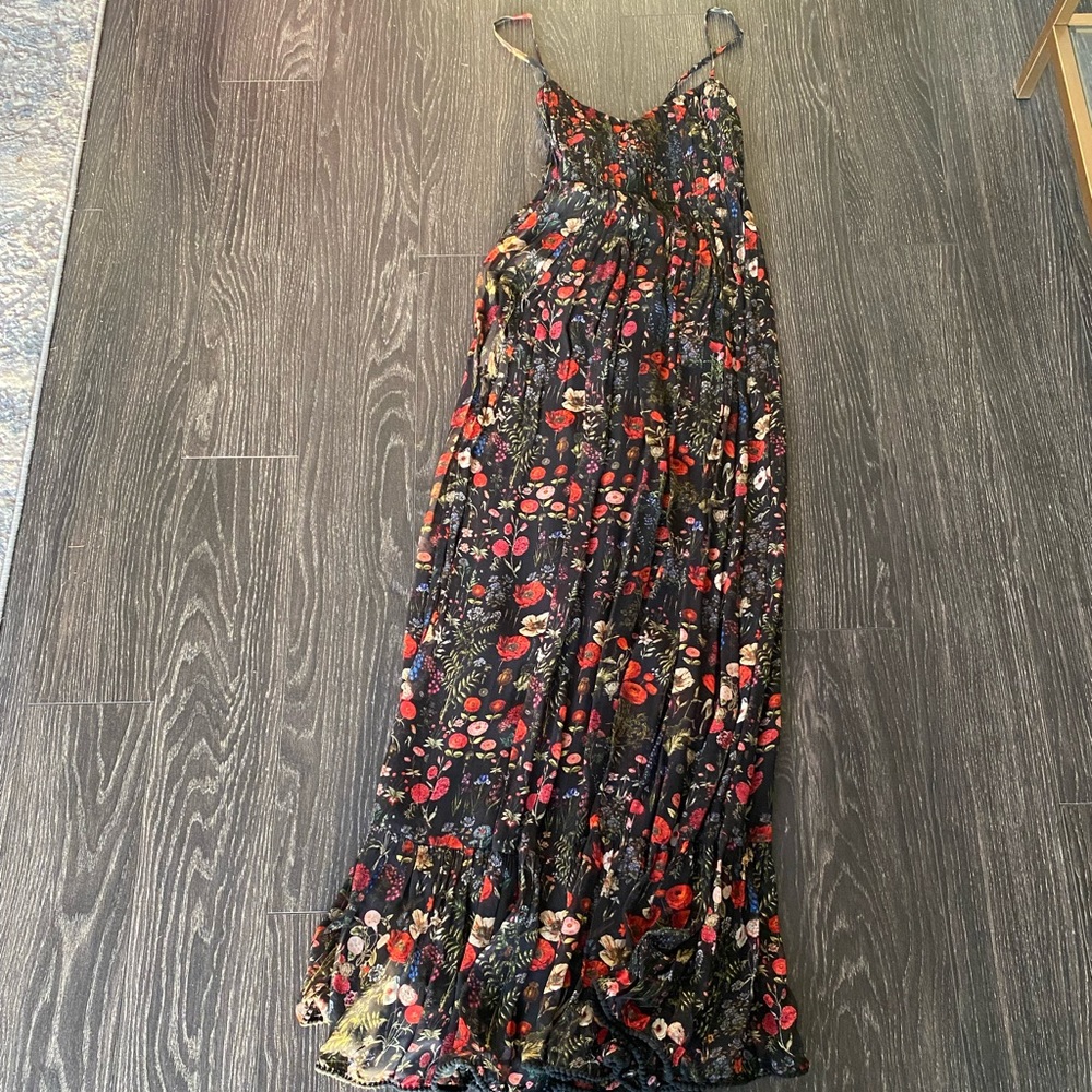 Anthropologie Floral Maxi Dress - Black and Red